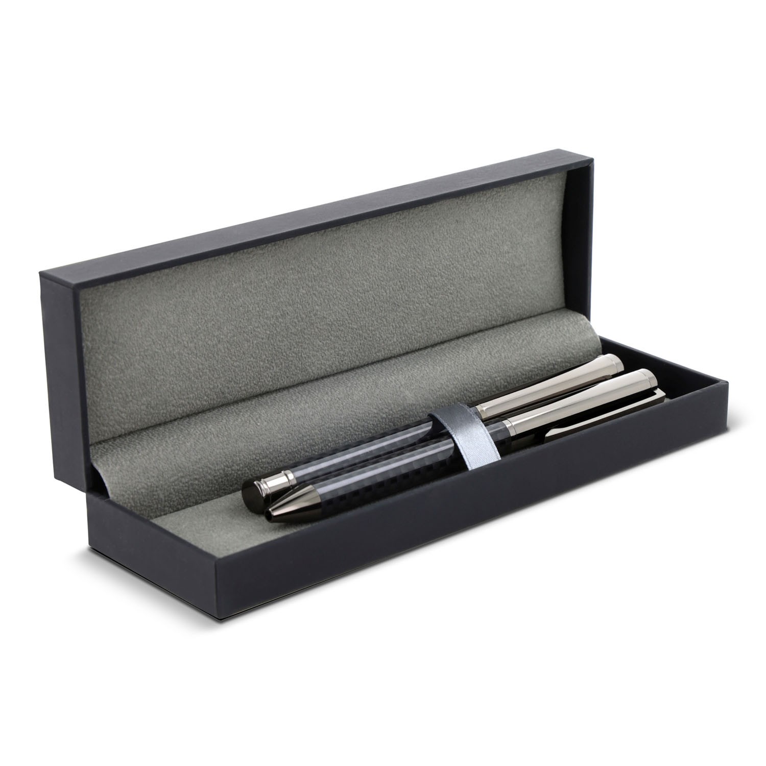 Set goodies stylo à bille et roller en métal bois de noyer dans une boîte cadeau