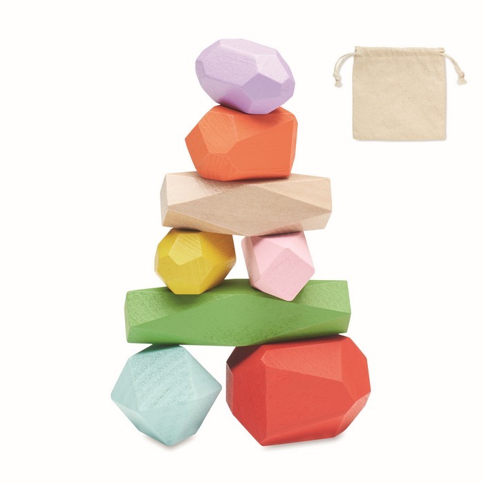 Goodies Jeu de 8 pierres à empiler en bois coloré