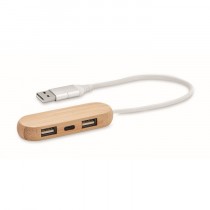Hub USB publicitaire 3 ports étui en bambou