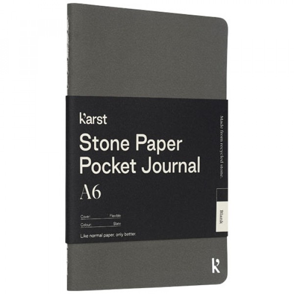 Journal de poche Karst® A6 en papier de pierre et à couverture souple - Vierge, Couleur : Gris Ardoise