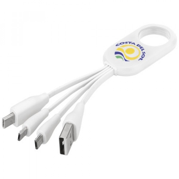 Câble USB multi ports type C 4 en 1, Couleur : Blanc
