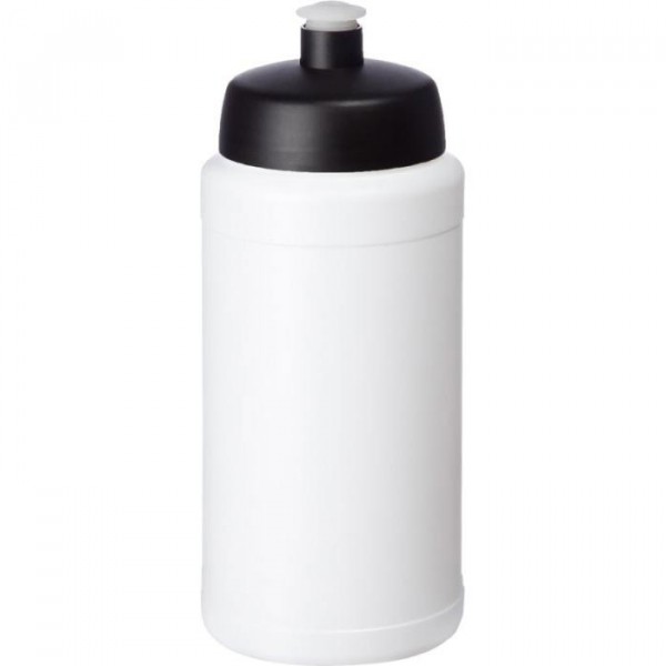 Gourde de sport recyclée Baseline de 500 ml, Couleur : Blanc / Noir