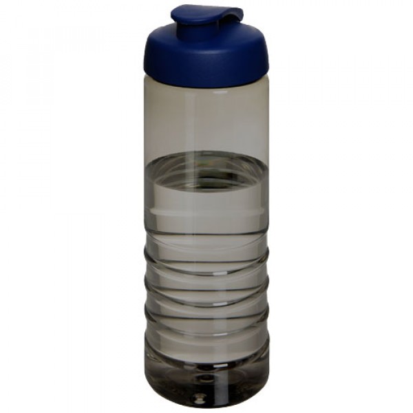 Bouteille de sport H2O Active® Eco Treble de 750 ml avec couvercle à bascule, Couleur : Charbon / Bleu