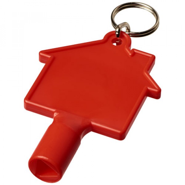 Clé utilitaire Maximilian en forme de maison avec porte-clés, Couleur : Rouge