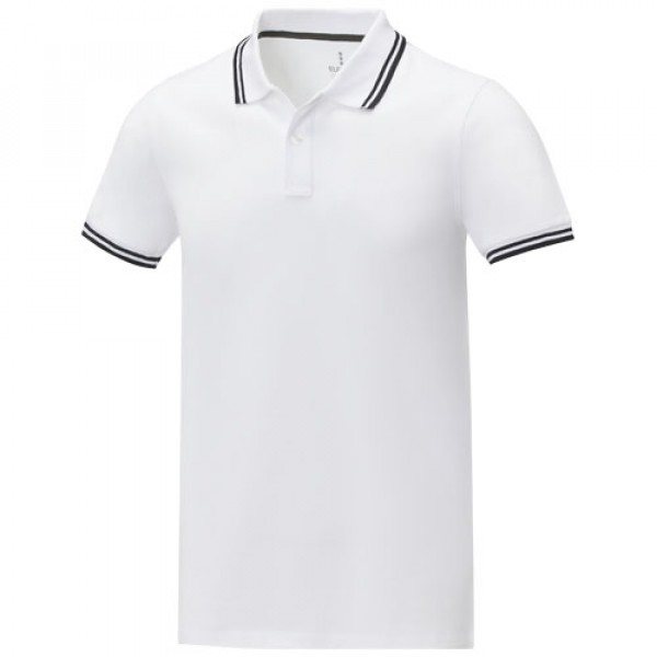 Polo tipping Amarago manches courtes homme, Couleur : Blanc, Taille : XS