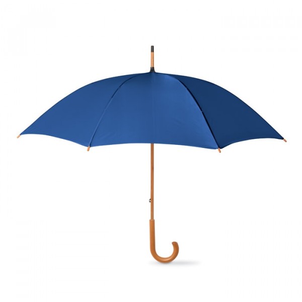 Parapluie avec poignée en bois, Couleur : Bleu