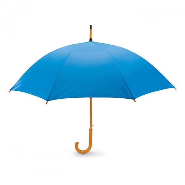 Parapluie avec poignée en bois, Couleur : Bleu Roi