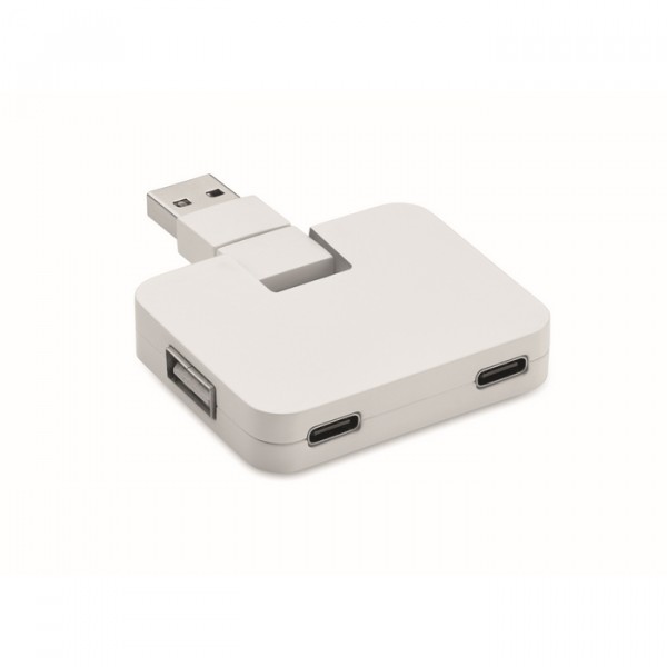 Hub USB 4 ports et câble 20cm  , Couleur : Blanc