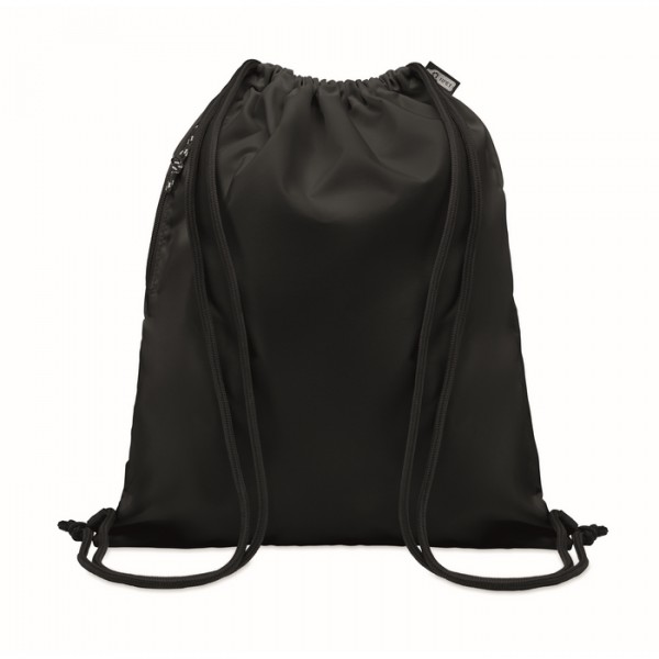 Grand sac à cordon 300D RPET , Couleur : Noir