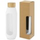 Bouteille Tidan de 600 ml en verre borosilicate avec grip en silicone, Couleur : Blanc
