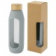 Bouteille Tidan de 600 ml en verre borosilicate avec grip en silicone, Couleur : Gris