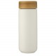 Gobelet en céramique Lumi de 300 ml avec couvercle en bambou, Couleur : Blanc