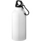 Bouteille d'eau personnalisable 400 ml en aluminium recyclé avec mousqueton, Couleur : Blanc
