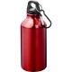Bouteille d'eau personnalisable 400 ml en aluminium recyclé avec mousqueton, Couleur : Rouge