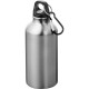 Bouteille d'eau personnalisable 400 ml en aluminium recyclé avec mousqueton, Couleur : Argent