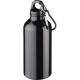 Bouteille d'eau personnalisable 400 ml en aluminium recyclé avec mousqueton, Couleur : Noir