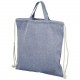 Sac à dos en coton recyclé 150 g/m² Pheebs avec cordon de serrage, Couleur : Bleu Bruyère