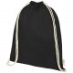 Sac à dos avec cordon en coton organique Orissa 140 g/m² GOTS 5L, Couleur : Noir