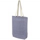 Sac shopping Pheebs en coton recyclé 150 g/m² de 9 l avec poche avant, Couleur : Bleu Bruyère