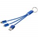 Câble de chargement 3 en 1 en métal avec porte-clés, Couleur : Bleu Royal