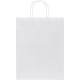 Moyen sac en papier Kraft poignées torsadées, 25 x 32 cm, Couleur : Blanc