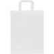 Moyen sac en papier Kraft poignées plates, 25 x 32 cm, Couleur : Blanc