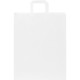 Grand sac en papier Kraft poignées plates, 32 x 40 cm, Couleur : Blanc
