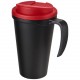 Mug isolant Americano® Grande 350ml avec couvercle anti fuites, Couleur : Noir / Rouge