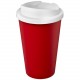 Gobelet Americano® Eco recyclé de 350ml avec couvercle anti-déversement, Couleur : Rouge / Blanc
