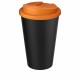 Gobelet Americano® Eco recyclé de 350ml avec couvercle anti-déversement, Couleur : Orange / Noir