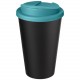 Gobelet Americano® Eco recyclé de 350ml avec couvercle anti-déversement, Couleur : Bleu aqua / Noir
