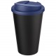 Gobelet Americano® Eco recyclé de 350ml avec couvercle anti-déversement, Couleur : Bleu / Noir