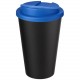 Gobelet Americano® Eco recyclé de 350ml avec couvercle anti-déversement, Couleur : Bleu Minéral / Noir