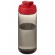 Bouteille de sport H2O Active® Octave Tritan™ de 600 ml avec couvercle à clapet, Couleur : Charbon / Rouge