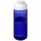 Bouteille de sport H2O Active® Octave Tritan™ de 600 ml avec couvercle à clapet, Couleur : Bleu / Blanc