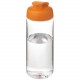 Bouteille de sport H2O Active® Octave Tritan™ de 600 ml avec couvercle à clapet, Couleur : Translucide / Orange