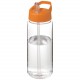 Bouteille de sport H2O Active® Octave Tritan™ de 600 ml avec couvercle à bec verseur, Couleur : Translucide / Orange