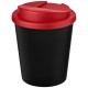 Gobelet recyclé Americano® Espresso Eco de 250 ml avec couvercle anti-déversement, Couleur : Noir / Rouge
