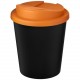 Gobelet recyclé Americano® Espresso Eco de 250 ml avec couvercle anti-déversement, Couleur : Noir / Orange