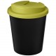 Gobelet recyclé Americano® Espresso Eco de 250 ml avec couvercle anti-déversement, Couleur : Noir / Citron Vert