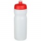 Bouteille de sport Baseline® Plus de 650 ml, Couleur : Rouge / Blanc transparent