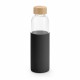 Bouteille en verre avec silicone 600 ml, Couleur : Noir