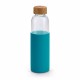Bouteille en verre avec silicone 600 ml, Couleur : Bleu Clair