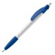 Stylo bille Cosmo Grip Hardcolour clip courbé, Couleur : White / Royal blue