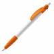 Stylo bille Cosmo Grip Hardcolour clip courbé, Couleur : Blanc / Orange