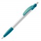 Stylo bille Cosmo Grip Hardcolour clip courbé, Couleur : Blanc / Turquoise