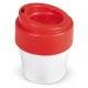 Tasse à café avec couver cle Hot-but-cool 240 ml, Couleur : Blanc / Rouge