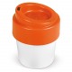 Tasse à café avec couver cle Hot-but-cool 240 ml, Couleur : Blanc / Orange