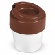 Tasse à café avec couver cle Hot-but-cool 240 ml, Couleur : Blanc / Marron