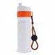Bouteille de sport avec bord et cordon 750ml, Couleur : Blanc / Orange